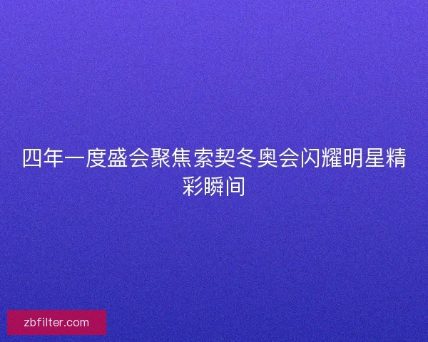 四年一度盛会聚焦索契冬奥会闪耀明星精彩瞬间